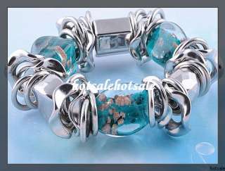 wholesale 7pcs murano glass Coloured Glaze bracelets  