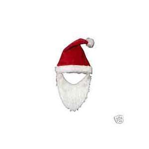    Plush Christmas Santa Stocking Cap Hat w/ White Beard Toys & Games
