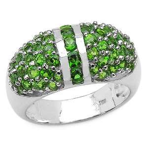    2.00 Carat Genuine Chrome Diopside .925 Silver Ring Jewelry