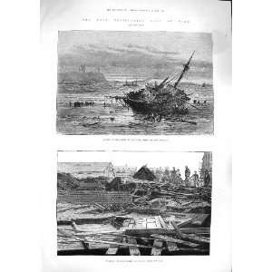  1881 Mouth River Tyne Ship Wreck Iron Church Whitby