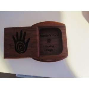   Padauk Shamans Hand engraved Wood Pill / Snuff box 