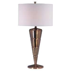   One Light Table Lamp, Antique Brass with Off White Drum Shade #02447