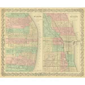  Colton 1881 Antique Map of St. Louis & Chicago