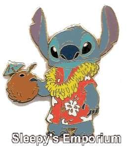 STITCH DRINKING FROM COCONUT ARTIST PROOF Disney Pin ^  