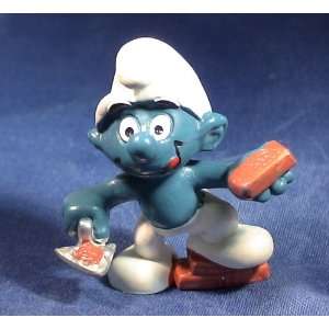  The Smurfs Bricklayer Smurf Vintage Pvc Figure Toys 