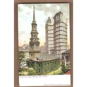    Postcard St Paul Church Gold gilded New York City 