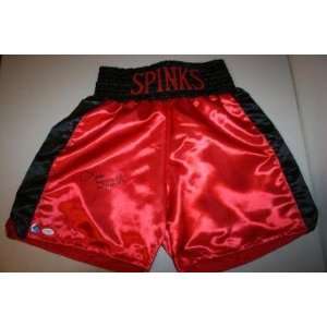  Leon Spinks Hand Signed Boxing Trunks Authentic Jsa 