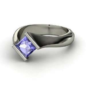  Slant Ring, Princess Tanzanite Platinum Ring: Jewelry
