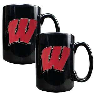 Wisconsin Badgers 2 Piece Coffee Mug Set:  Sports 