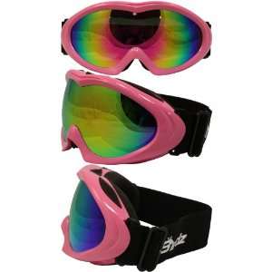 ICEBIRD   Pink Frame Ski Goggles Dual Vented Revo Lens Anti Fog Padded 