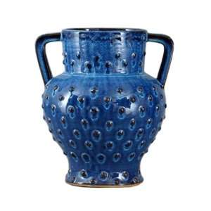 Cobalt Blue Majolica Handled Displaying Vase, 12 in.:  Home 