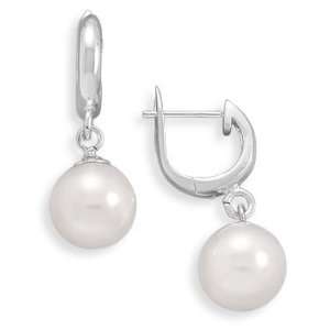 Simulated Pearl Hinged Hoop Earrings   New!