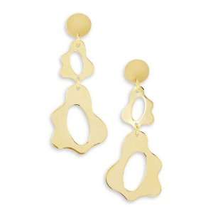    14k Bonded Gold Cut Out Oval Shapes Dangle Earrings: Jewelry