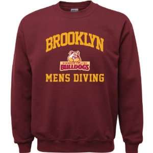 Brooklyn College Bulldogs Maroon Youth Mens Diving Arch Crewneck 