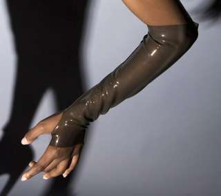 Latex Elegant GAUNTLET Fingerless Gloves Choose Sz Col  