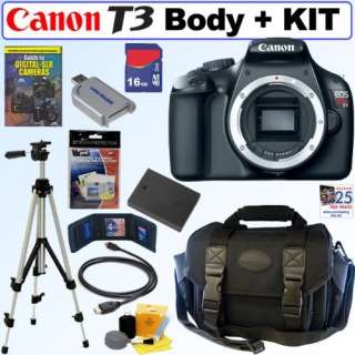 Canon EOS Rebel T3 12.2MP DSLR Camera Body + 16GB Deluxe Kit 