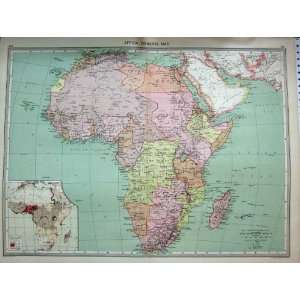  MAP c1890 AFRICA POPULATION COMMUNICATIONS INDUSTRIES 