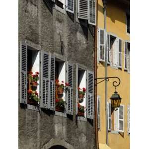 Flower Bedecked Shuttered Windows, Rue Sainte Claire, Annecy, Rhone 