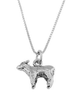STERLING SILVER SHEEP / LAMB CHARM WITH BOX CHAIN NECKLACE  