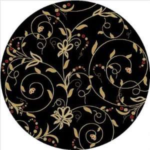  Silk Road Tapestry Black Contemporary Round Rug Size 