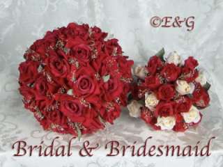 Love SHANTI RED Wedding Bouquet Bride Bridal Bridesmaid Groom Corsage 