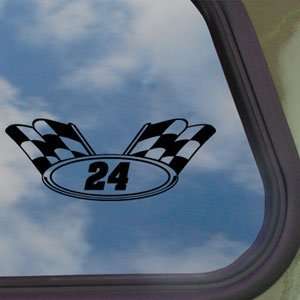  GORDON # 24 CHECKERD FLAG Black Decal NASCAR Sticker
