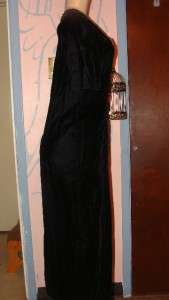 WOMENS PETER FASHION SEQUINS BEADS FORMAL LONG BLACK VELVET DRESS SIZE 
