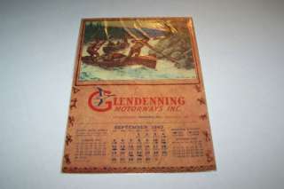 SEPT 1943 GLENDENNING MOTORWAYS advertising calendar  