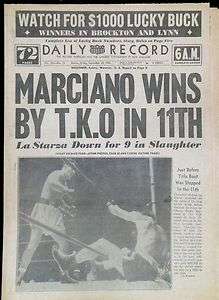   Marciano boxing Boston Newspaper dated Sept 25, 1953 Not a reprint