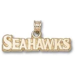  Seattle Seahawks Solid 14K Gold Seahawks Logo 1/4 Pendant 