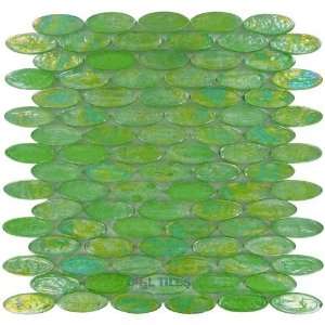 Diamond tech glass tiles   vista   3/4 x 2 oval glass tile in gecko