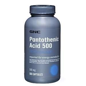  GNC Pantothenic Acid 500, Capsules, 100 ea Health 