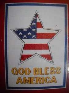 DIMENSIONS CROSS STITCH KIT GOD BLESS AMERICA STAR FLAG  