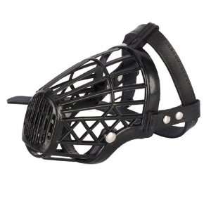  Leather Basket Cage Adjustable Pet Dog Muzzle Black Size 4 