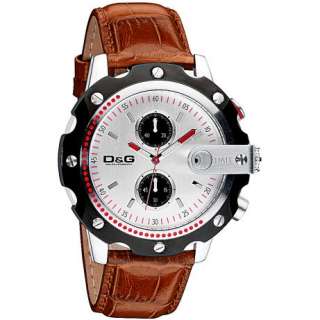 Dolce & Gabbana Sean Brown Leather Chronograph Mens Watch DW0365 