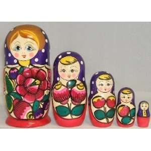    Polkhovski Maiden 5 Piece Russian Wood Nesting Doll