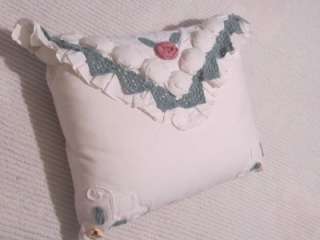   ENVELOPE PILLOW DECOR with CROCHETED DETAILS~Shabby~Cottage~Chic