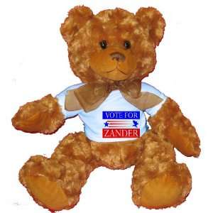  VOTE FOR ZANDER Plush Teddy Bear with BLUE T Shirt Toys 