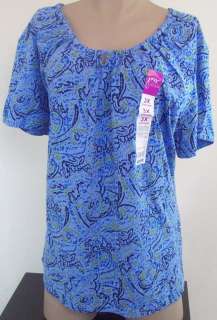 New Just My Size JMS Womens Plus Size Clothing 1X 4X Blue Shirt Top 