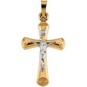  14K Two Tone Gold Crucifix Pendant DivaDiamonds Jewelry