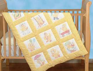   Stamped Cross Stitch kit 12 Nursery Quilt Blocks ~ BABY DUCKS #81