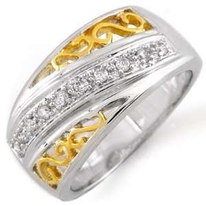  Natural 0.17 ctw Diamond Ring 10K Multi tone Gold: Jewelry