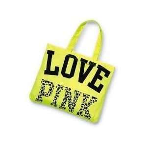 Victorias Secret PINK LOVE PINK Animal Print Yellow Weekender Light 