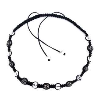   Braid Chain Charms Necklace 8 10mm Disco Rhinestone Crystal Ball Beads