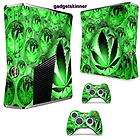 Canabis Weed XBOX 360 slim sticker + 2 x matching skins for ctrls