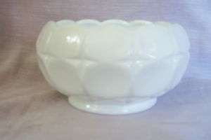 MILK GLASS SQUARE PATTERN CUPPED ROSE BOWL  