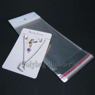 50 SETS WHITE JEWELRY CARD BAG NECKLACE DISPLAY 6X9cm  