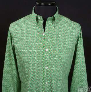 polo ralph lauren mens green paisley buttondown sport shirt see top of 