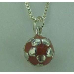  Soccer Ball Chain Necklace   Red 