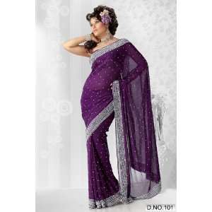  Designer georgette hand embroidered saree adorned with 